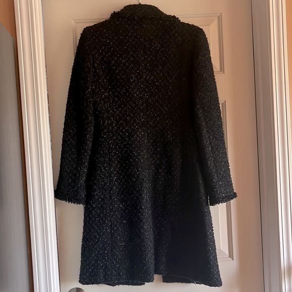 Vintage Marciano tweed long trench/pea coat in black shimmer size XS - Picture 3 of 6